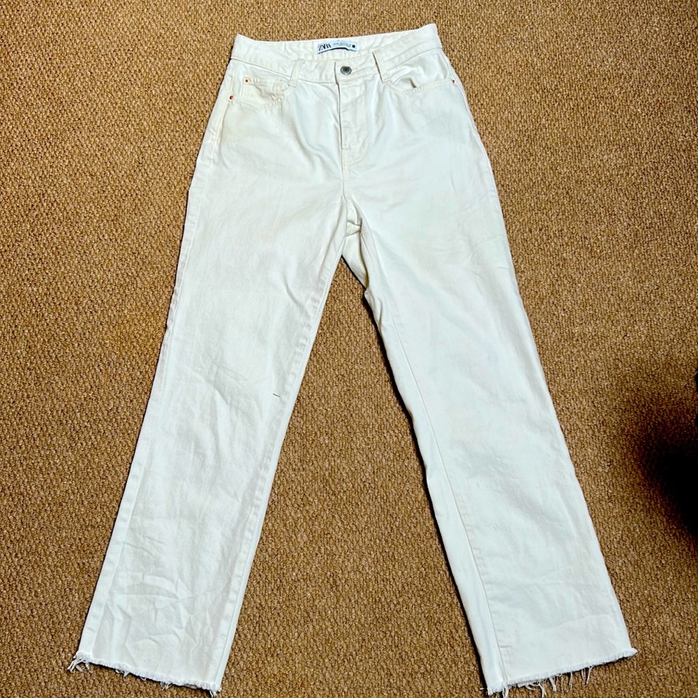 Zara High- Rise Straight Leg Jeans